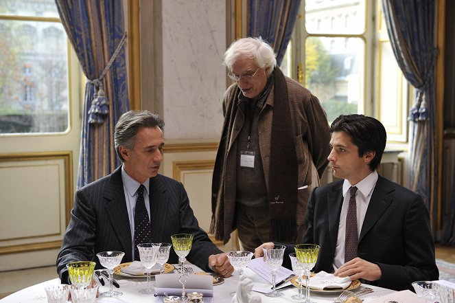 Wildes Treiben am Quai d'Orsay - Dreharbeiten - Thierry Lhermitte, Bertrand Tavernier, Raphaël Personnaz