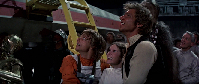 Hviezdne vojny IV - Nová nádej - Z filmu - Mark Hamill, Carrie Fisher, Harrison Ford