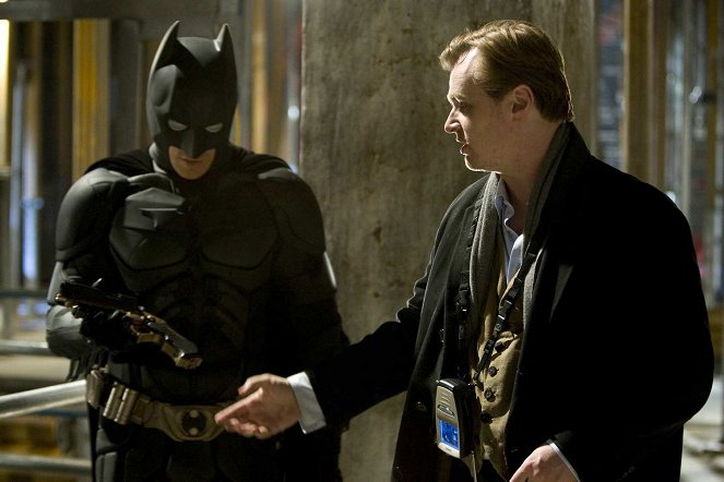 The Dark Knight - Van de set - Christian Bale, Christopher Nolan