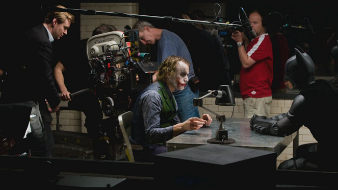 The Dark Knight - Dreharbeiten - Christopher Nolan, Heath Ledger, Christian Bale