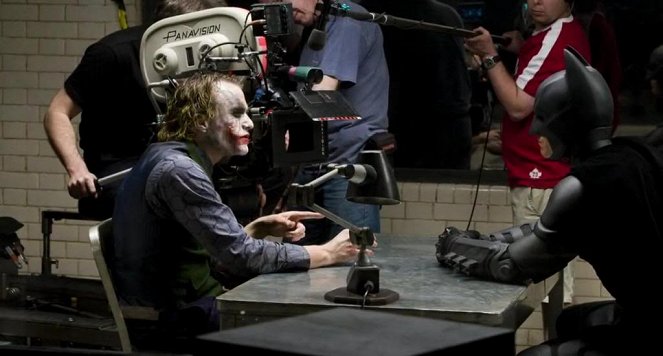 The Dark Knight - Dreharbeiten - Heath Ledger, Christian Bale