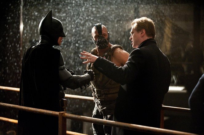 O Cavaleiro das Trevas Renasce - De filmagens - Christian Bale, Tom Hardy, Christopher Nolan