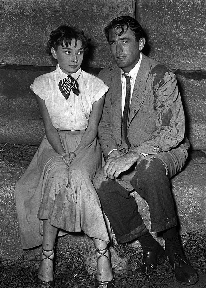 Férias em Roma - De filmagens - Audrey Hepburn, Gregory Peck