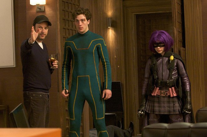 Kick-Ass - Kuvat kuvauksista - Matthew Vaughn, Aaron Taylor-Johnson, Chloë Grace Moretz