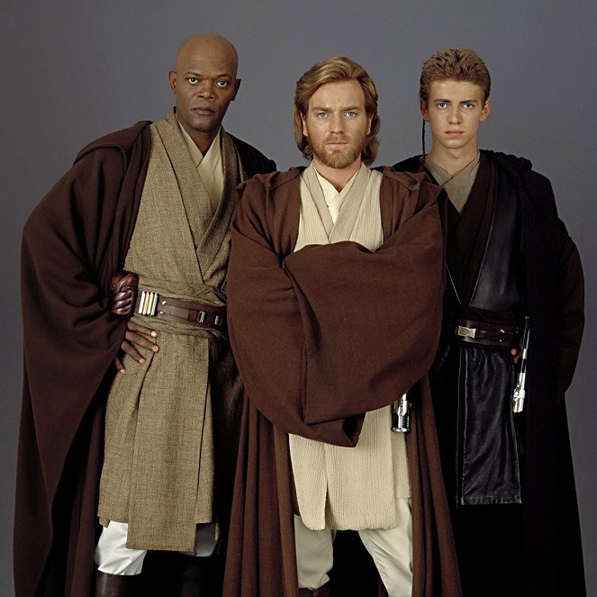 Star Wars: Episode II - Angriff der Klonkrieger - Werbefoto - Samuel L. Jackson, Ewan McGregor, Hayden Christensen