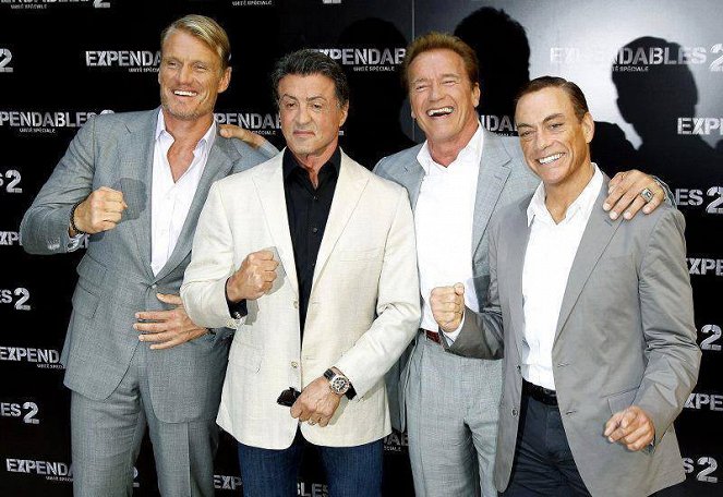 Os Mercenários 2 - De eventos - Dolph Lundgren, Sylvester Stallone, Arnold Schwarzenegger, Jean-Claude Van Damme