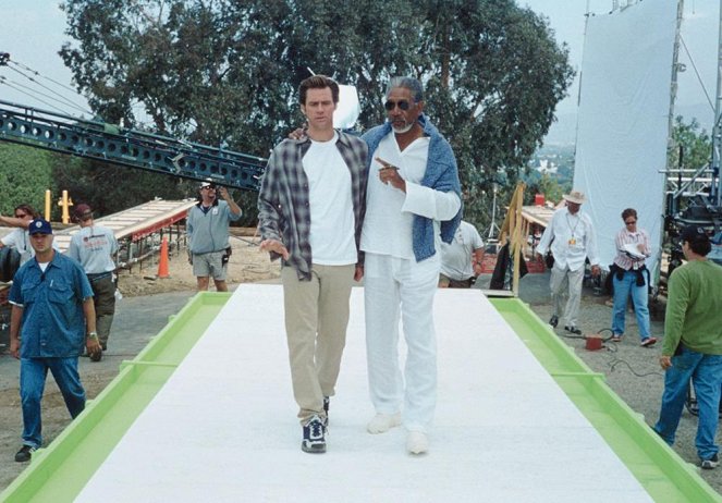 Bruce Allmächtig - Dreharbeiten - Jim Carrey, Morgan Freeman
