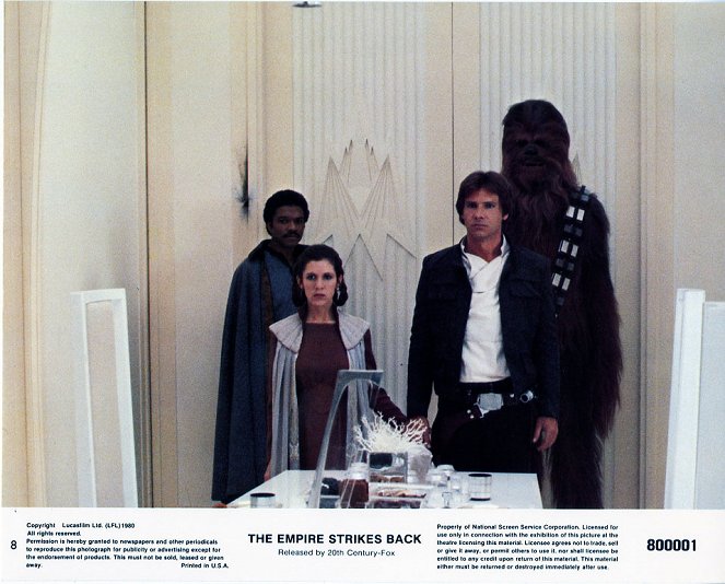 Star Wars : Episode V - L'empire contre-attaque - Cartes de lobby - Billy Dee Williams, Carrie Fisher, Harrison Ford, Peter Mayhew