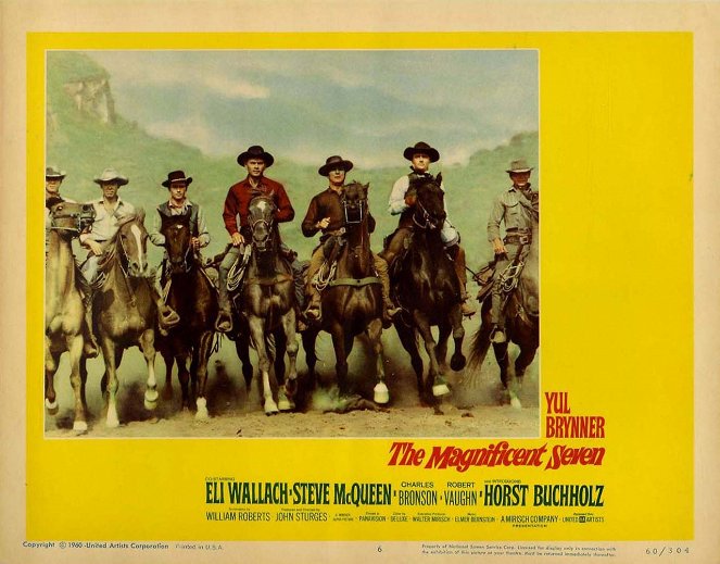 Siedmiu wspaniałych - Lobby karty - Steve McQueen, James Coburn, Horst Buchholz, Yul Brynner, Brad Dexter, Robert Vaughn, Charles Bronson