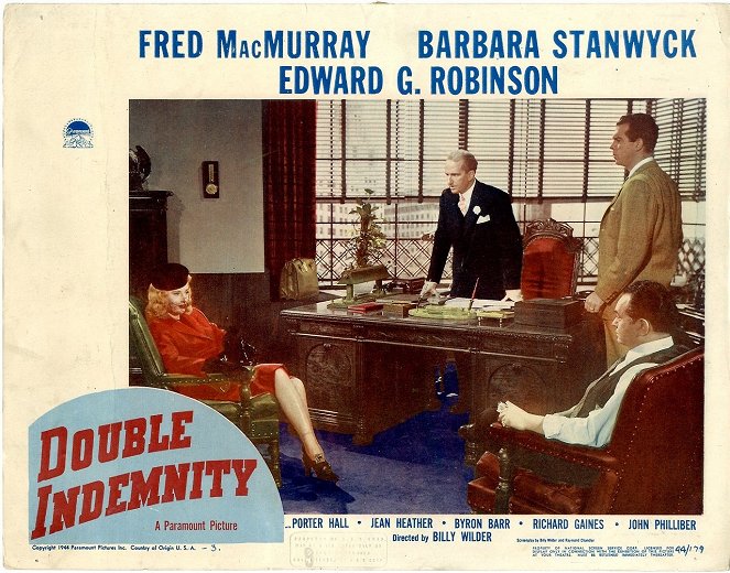 Podwójne ubezpieczenie - Lobby karty - Barbara Stanwyck, Fred MacMurray, Edward G. Robinson