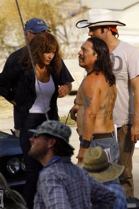 Machete - Z natáčení - Jessica Alba, Danny Trejo