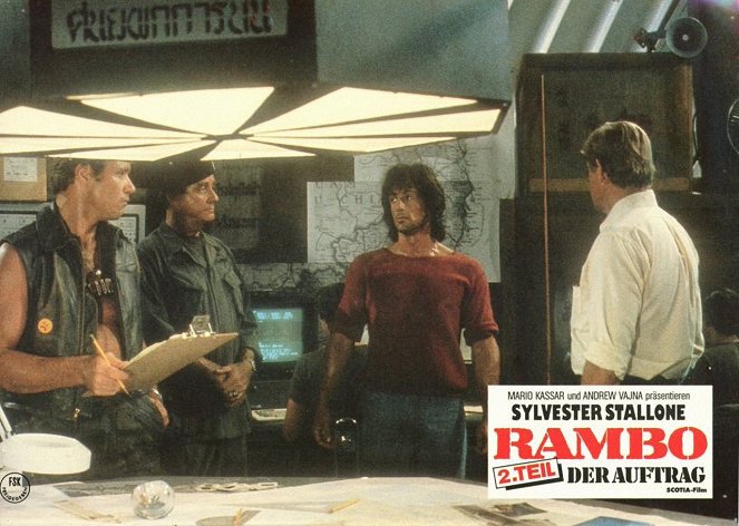 Rambo II - Lobby karty - Martin Kove, Richard Crenna, Sylvester Stallone, Charles Napier