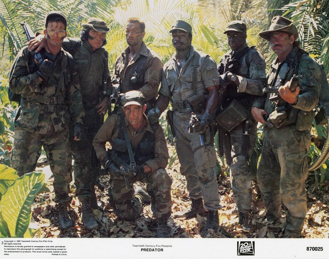 O Predador - Cartões lobby - Shane Black, Sonny Landham, Arnold Schwarzenegger, Richard Chaves, Carl Weathers, Bill Duke, Jesse Ventura