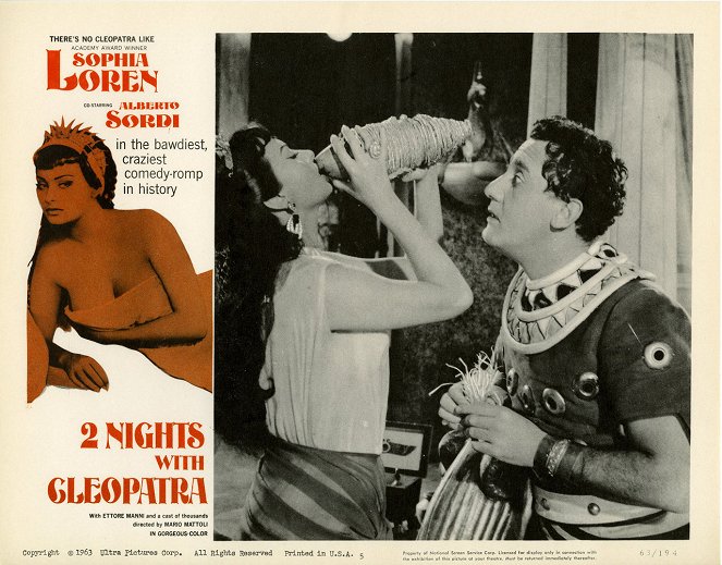 Deux nuits avec Cléopâtre - Cartes de lobby - Sophia Loren, Alberto Sordi