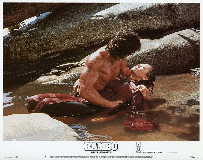 Rambo II : La mission - Cartes de lobby - Sylvester Stallone, Julia Nickson