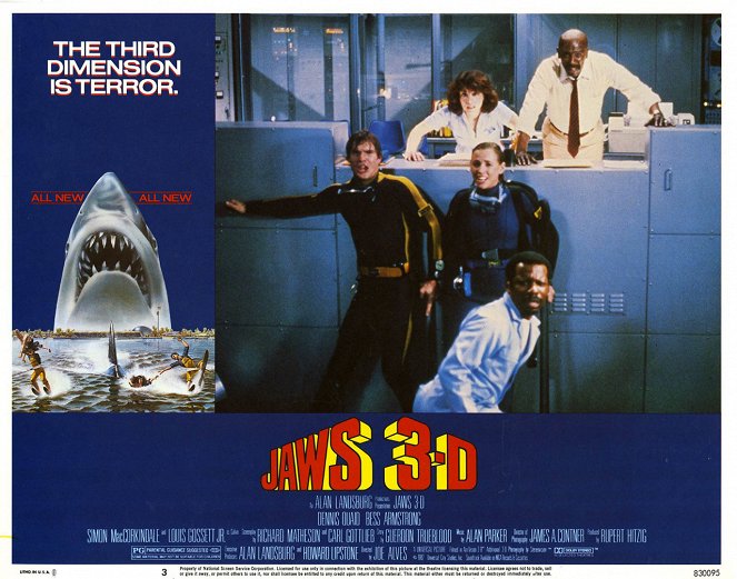 Jaws 3-D - Lobby Cards - Dennis Quaid, Lisa Maurer, Bess Armstrong, Louis Gossett Jr.