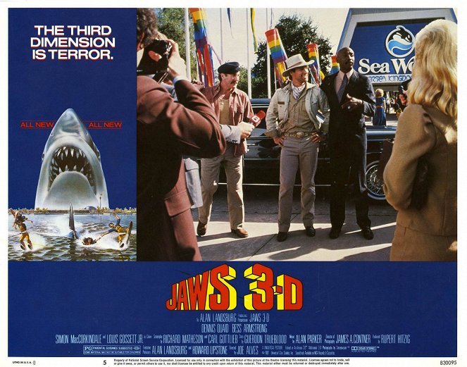 Jaws 3-D - Lobby Cards - P. H. Moriarty, Simon MacCorkindale, Louis Gossett Jr.