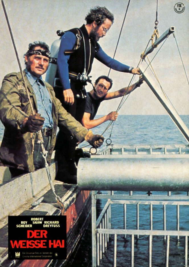 Der weiße Hai - Lobbykarten - Robert Shaw, Richard Dreyfuss, Roy Scheider