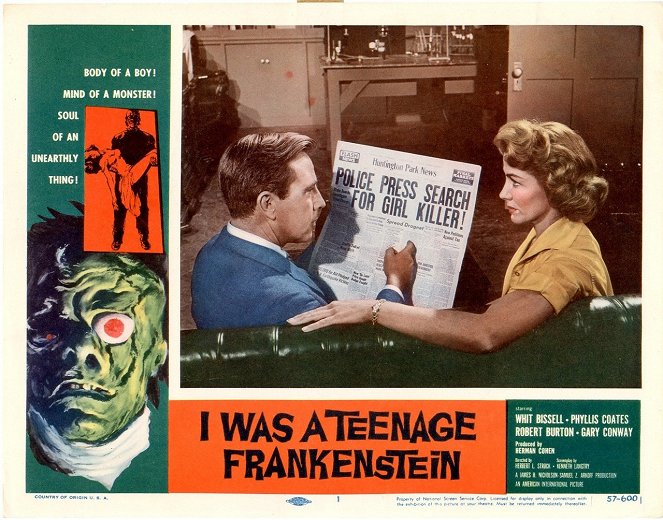 I Was a Teenage Frankenstein - Cartes de lobby
