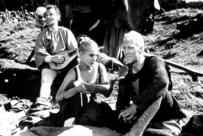 Siódma pieczęć - Z filmu - Nils Poppe, Bibi Andersson, Max von Sydow