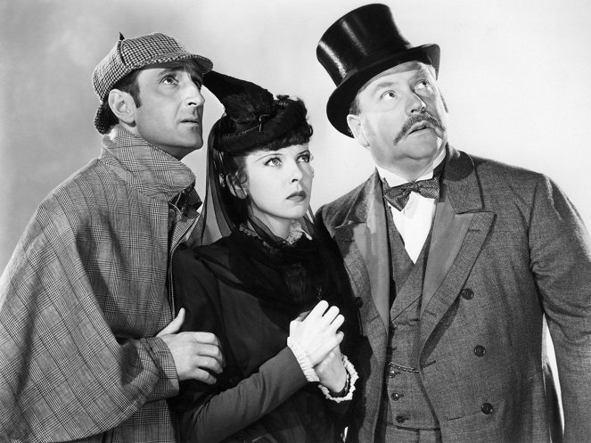 Die Abenteuer des Sherlock Holmes - Werbefoto - Basil Rathbone, Ida Lupino, Nigel Bruce