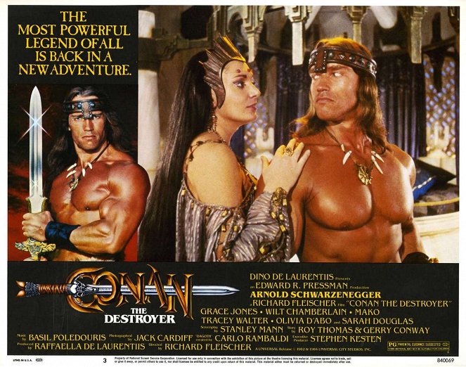 Conan Niszczyciel - Lobby karty - Sarah Douglas, Arnold Schwarzenegger