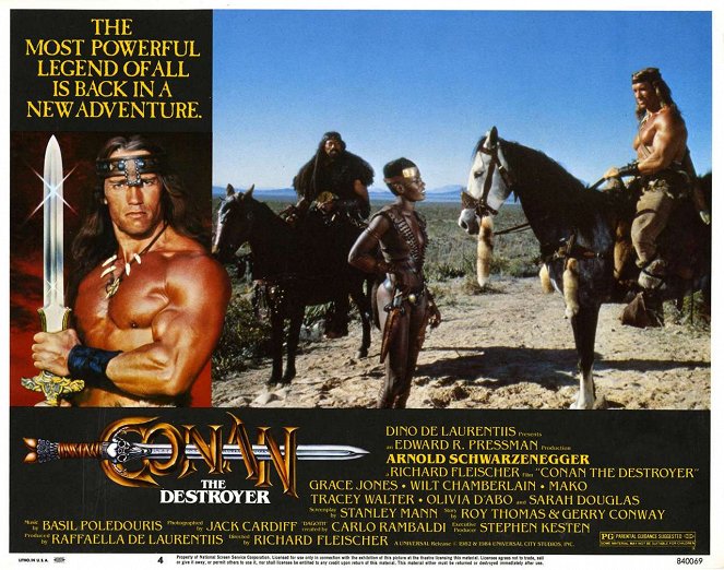 Conan Niszczyciel - Lobby karty - Grace Jones, Arnold Schwarzenegger