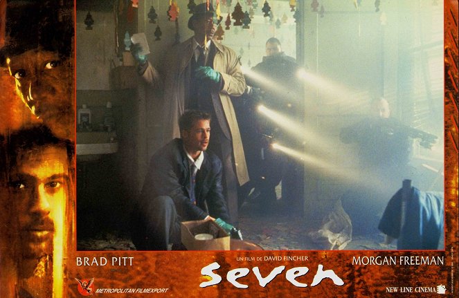 Se7en: Os Sete Pecados Mortais - Cartões lobby - Brad Pitt, Morgan Freeman