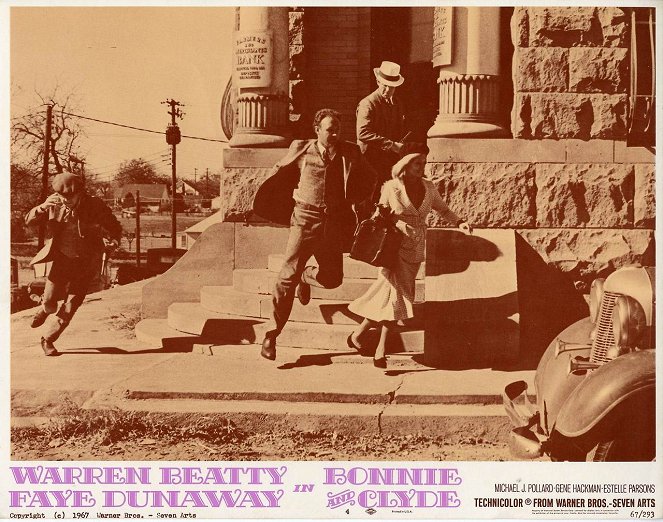 Bonnie i Clyde - Lobby karty - Michael J. Pollard, Gene Hackman, Warren Beatty, Faye Dunaway
