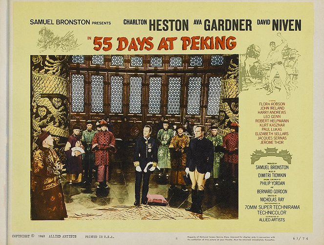 55 Days at Peking - Cartões lobby - Robert Helpmann, David Niven, Charlton Heston