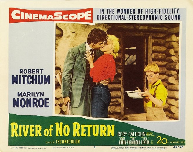 River of No Return - Cartões lobby - Rory Calhoun, Marilyn Monroe, Tommy Rettig