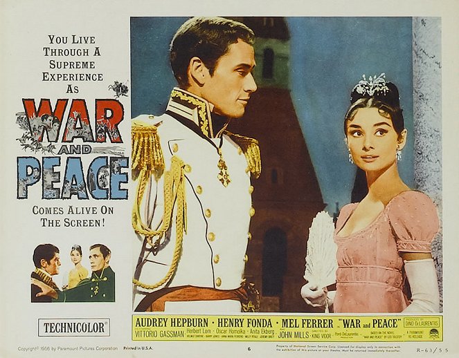 Krieg und Frieden - Lobbykarten - Mel Ferrer, Audrey Hepburn