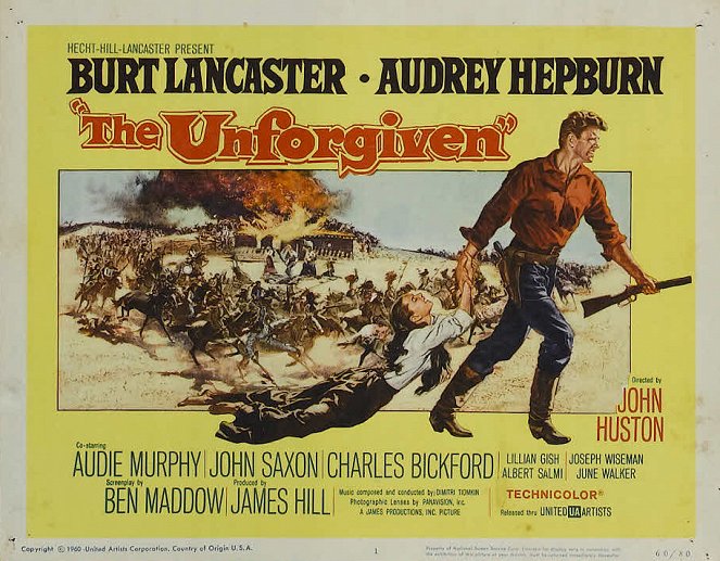 The Unforgiven - Lobbykaarten - Audrey Hepburn, Burt Lancaster