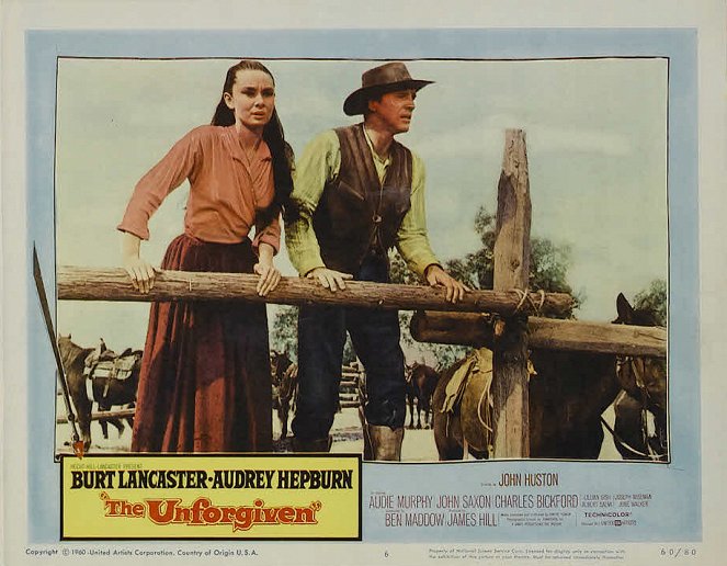 The Unforgiven - Lobbykaarten - Audrey Hepburn, Burt Lancaster
