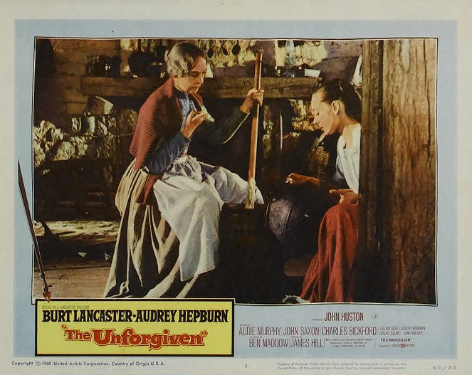 The Unforgiven - Lobbykaarten - Lillian Gish, Audrey Hepburn