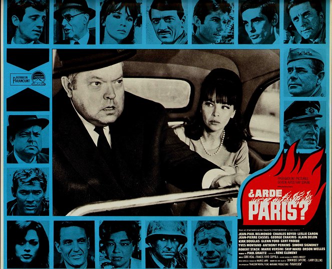 Brennt Paris? - Lobbykarten - Orson Welles, Leslie Caron