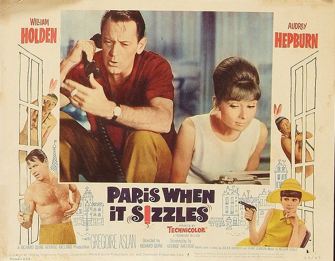 Kiedy Paryż wrze - Lobby karty - William Holden, Audrey Hepburn