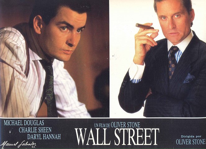 Wall Street - Fotocromos - Charlie Sheen, Michael Douglas