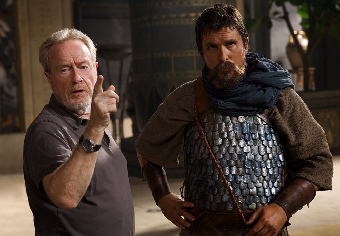Exodus: Deuses e Reis - De filmagens - Ridley Scott, Christian Bale