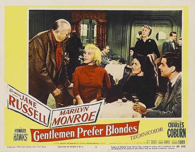 Gentlemen Prefer Blondes - Cartões lobby - Charles Coburn, Marilyn Monroe, Jane Russell, Elliott Reid