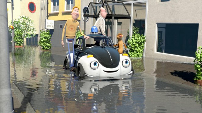 Pelle Politibil går i vannet - Filmfotos