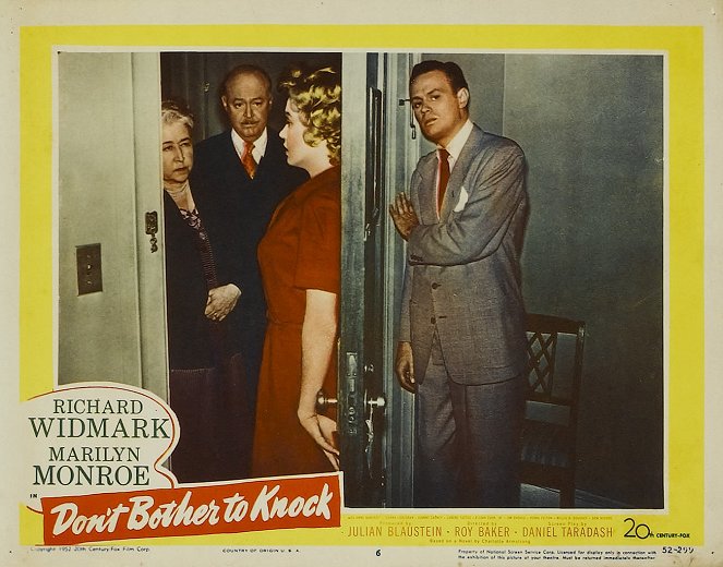 Don't Bother to Knock - Lobbykaarten - Marilyn Monroe, Richard Widmark