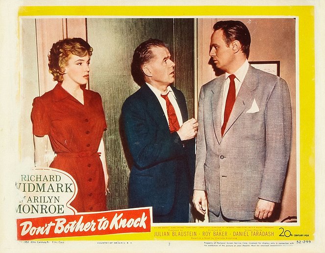 Don't Bother to Knock - Lobbykaarten - Marilyn Monroe, Elisha Cook Jr., Richard Widmark