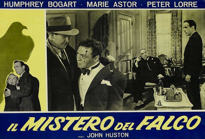 The Maltese Falcon - Lobbykaarten - Barton MacLane, Peter Lorre, Sydney Greenstreet, Humphrey Bogart