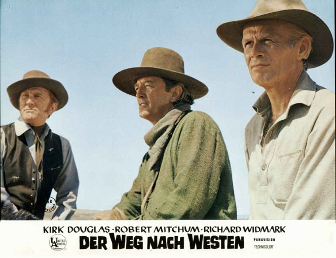 Tie länteen - Mainoskuvat - Kirk Douglas, Robert Mitchum, Richard Widmark