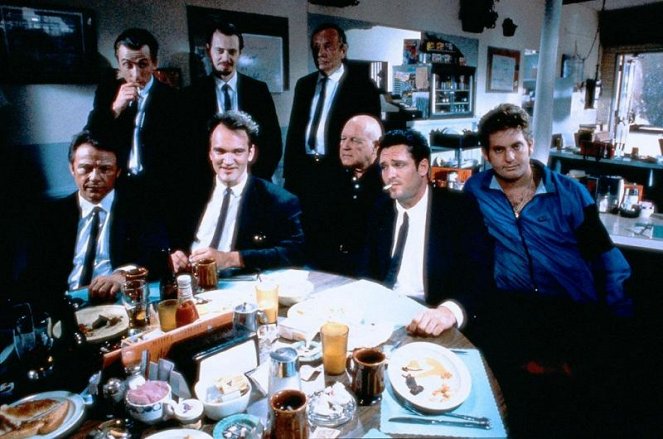 Reservoir Dogs - Van de set - Harvey Keitel, Tim Roth, Steve Buscemi, Quentin Tarantino, Edward Bunker, Lawrence Tierney, Michael Madsen, Chris Penn