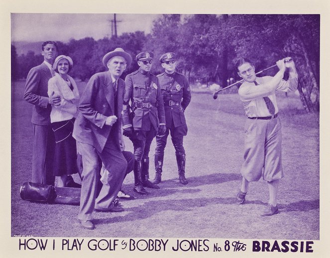 How I Play Golf, by Bobby Jones No. 8: 'The Brassie' - Cartes de lobby - Allan Lane, Loretta Young, Claude Gillingwater