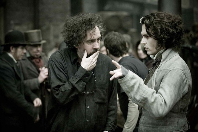 Sweeney Todd: The Demon Barber of Fleet Street - Van de set - Tim Burton, Johnny Depp