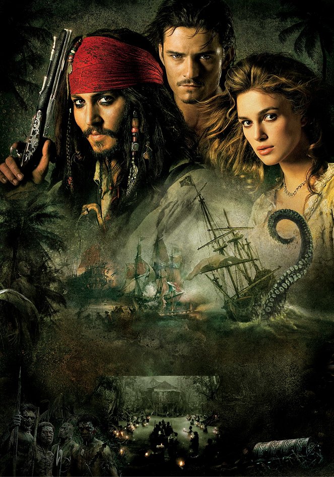 Pirates of the Caribbean: Kuolleen miehen kirstu - Promokuvat - Johnny Depp, Orlando Bloom, Keira Knightley