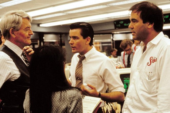 Wall Street - Del rodaje - Hal Holbrook, Charlie Sheen, Oliver Stone